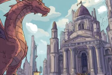 Copper Dragon looking over his community